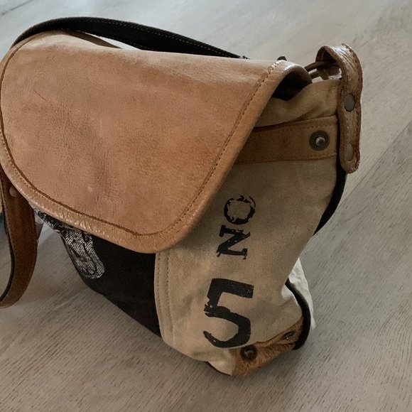 Myra Bag Brown black Chicago distressed Crossbody/Shoulder Bag Genuine Leather - Picture 10 of 16